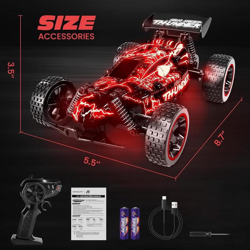 RC Cars Remote Control Car for Boys and Girls, 1:18 Scale RC Car with LED Lights, 2.4GHz 2WD All-Terrain RC Truck, Rechargeable Battery for 50-Min Play, Gifts for Kids