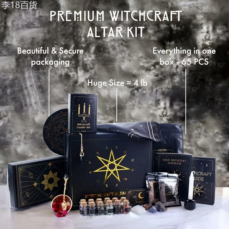 Large Witchcraft supplies Kit 65 PCS - Witch Altar Starter Spell Set - Wiccan Supplies and Tools for Beginners, Unscented