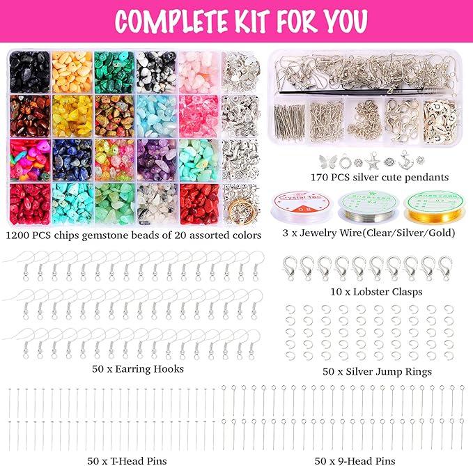 1587 PCS Jewelry Making Supplies Kit - Beads, Crystal Beads, Pliers, Wire, Hooks, Rings, Bracelets for Girls and Adults