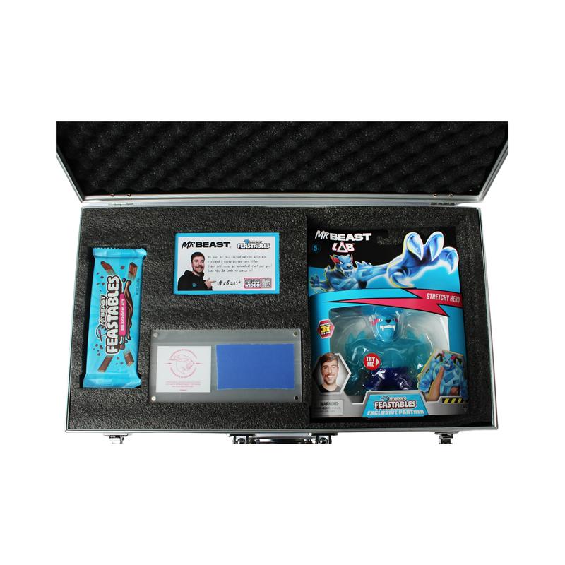 Feastables MrBeast Collector Edition Briefcase with Feastables Chocolate and Beast Lab Toy, 6 Pieces