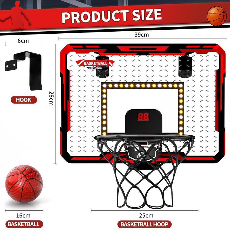 Mini Basketball Hoop, Indoor Basketball Hoop With Lighted Electronic Scoreboard And 4 Balls, Indoor Toy Christmas Gifts