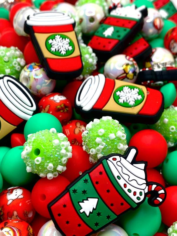 50pcs Bead Bundle 100 | Christmas Beads | Festive Beads | Coffee Beads | Drink Beads