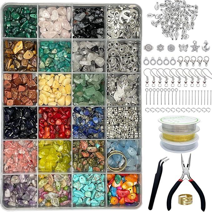 1587 PCS Jewelry Making Supplies Kit - Beads, Crystal Beads, Pliers, Wire, Hooks, Rings, Bracelets for Girls and Adults