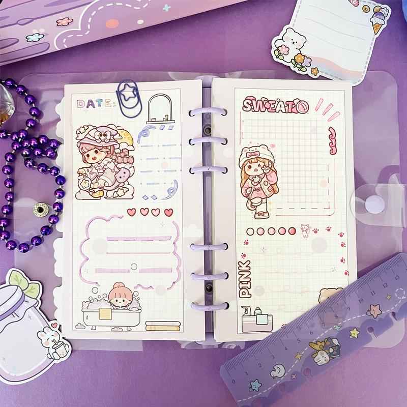 Cute Hardcover Notebook Stationery Set School Supplies Scrapbook Journal Birthday Gift Holiday Stickers Girls' DIY Journal and Scrapbook Kit