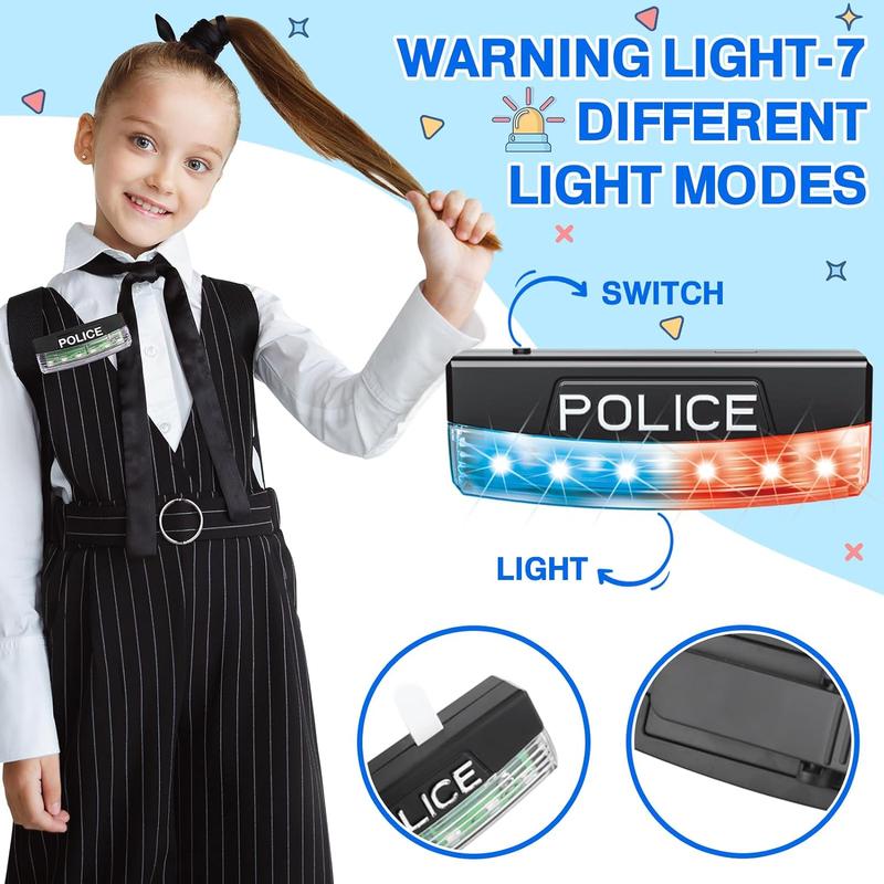 Police Toys, Police Accessories Role Play Set with Handcuffs, Handcuff Keys, Warning Light, Walkie-Talkie, Headphones, Police Card, Birthday Halloween for Kids Boys Girls