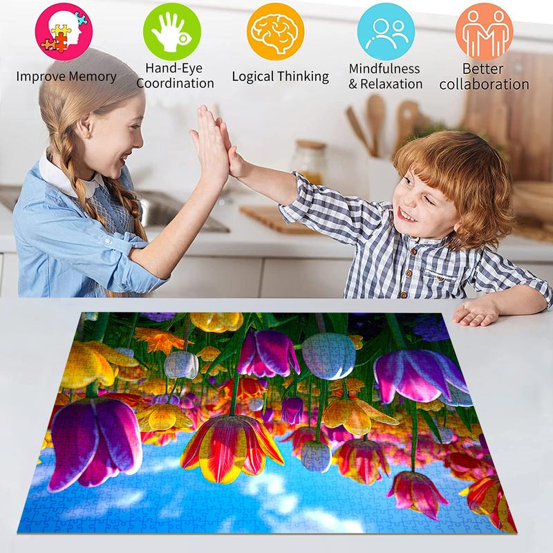 HUADADA adult 1000 pieces of puzzles, a hundred flowers are gorgeous, suitable for home decoration holiday gifts, family games, grandparents brainstorming