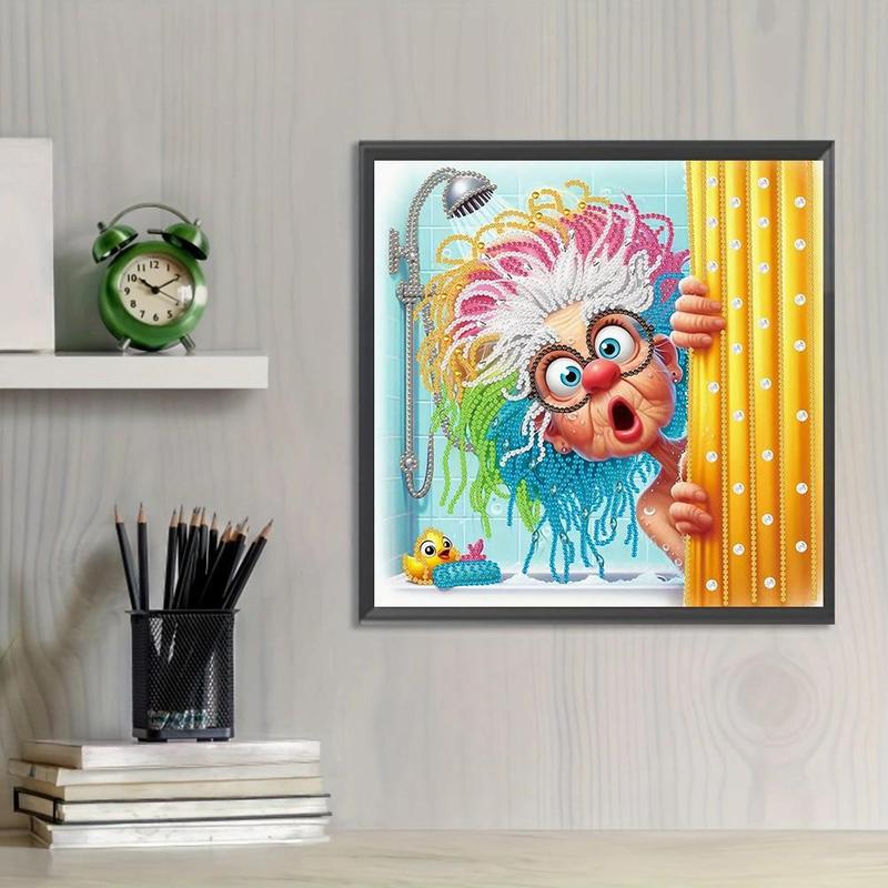 Cartoon Grandma Pattern DIY Diamond Arts Colorful Painting Kit without Frame, DIY 5D Diamond Arts Colorful Painting for Bedroom Home Wall Decor