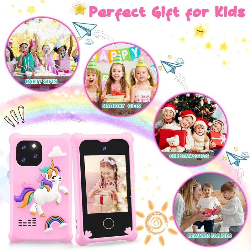 Phone Toys,Unicorn Toys Phone for Girls Touchscreen Play Phone with Dual Camera  Learning Toys Music Player Christmas Birthday Gifts for  6 7 Year Old Girls with SD Card