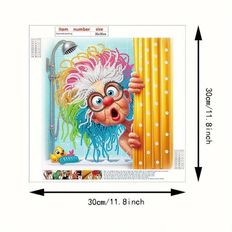 Cartoon Grandma Pattern DIY Diamond Arts Colorful Painting Kit without Frame, DIY 5D Diamond Arts Colorful Painting for Bedroom Home Wall Decor