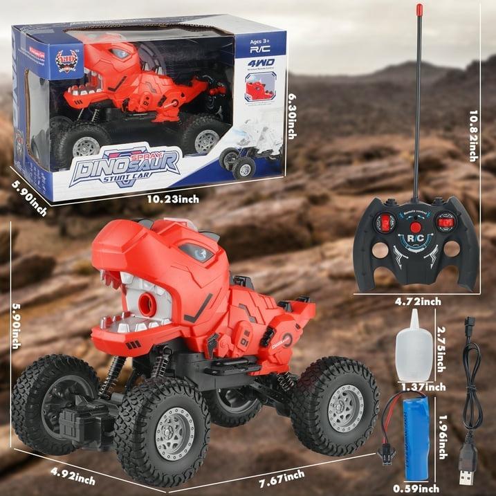 Dinosaur Mist-Spraying Remote Control Monster Truck Toy for Boys, Kids, and Toddlers