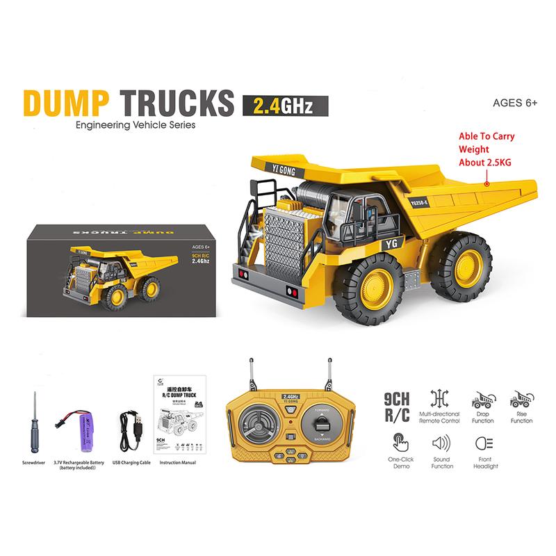 Summer GIFT1:20 RC Excavator Bulldozer Remote Control Dump Truck with Light Sound Programmable Engineering Children's Car Toy for Kids Gift excavator