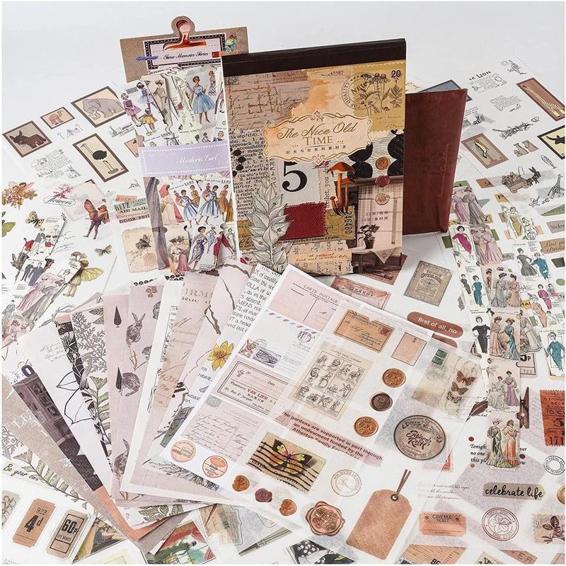 453 Pcs Vintage Stickers for Journaling Scrapbooking Supplies, Ephemera Pack with Scrapbook Papers Retro People Scrap Booking Supplies Kit