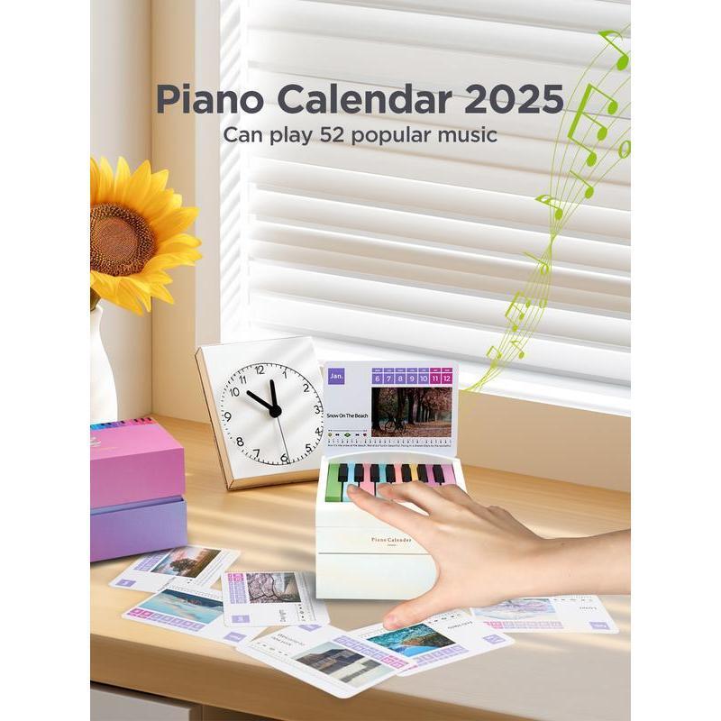 2025 Piano Calendar, Rechargeable Mini Piano with 52 Sheet Music on 28 Cards, Christmas Advent Calendar, Birthday Gifts, Gifts for Friends and Family