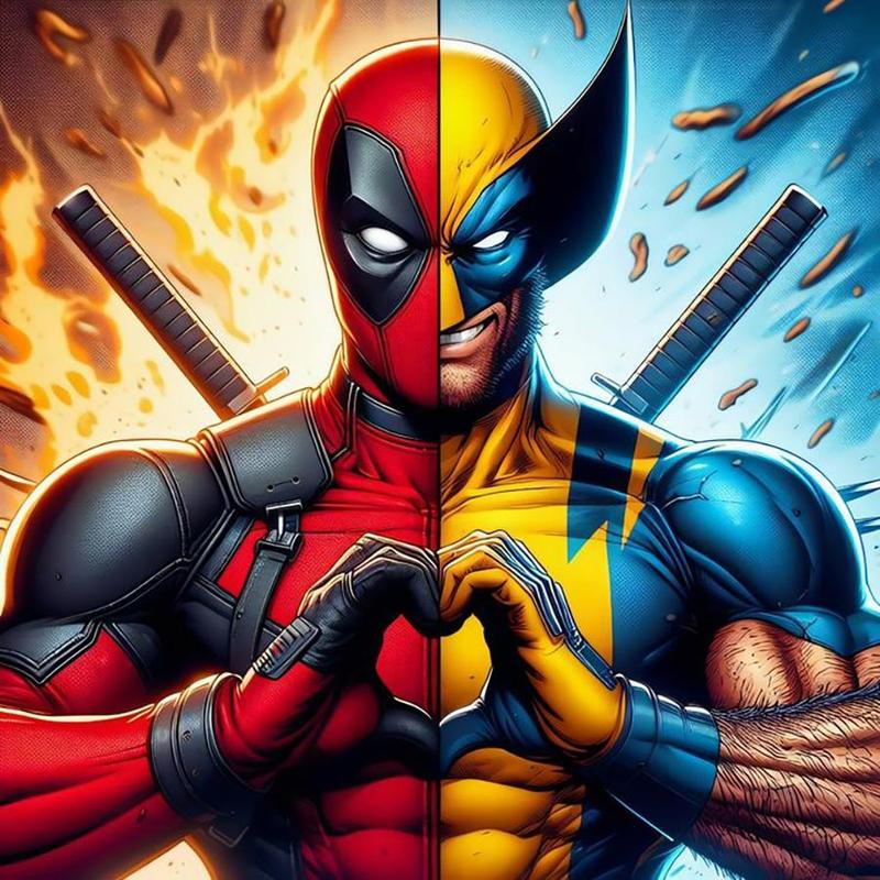 Disney Deadpool & Wolverine Pattern DIY Diamond Arts Colorful Painting Kit without Frame, 1 Set DIY 5D Diamond Arts Colorful Painting, Wall Art for Home Decor