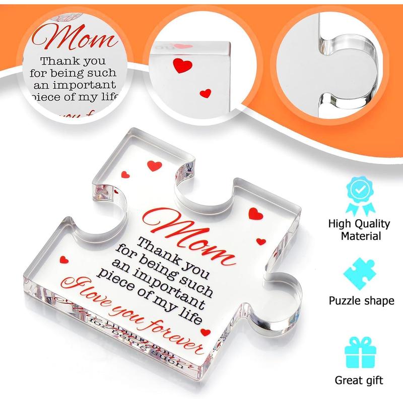 Gifts for Mom - Delicate Mom Birthday Gifts from Daughter Son - Engraved  Block Puzzle  3.4 x 2.8 inch - Mothers Day Thanksgiving Birthday Gifts for Mom, Ideas (Gift for Mom)