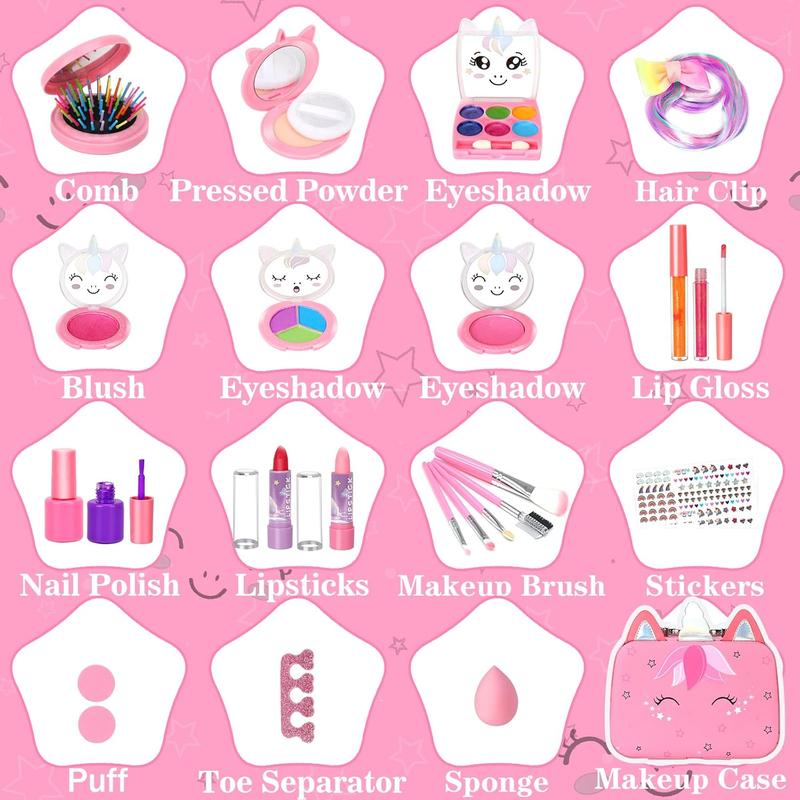 Kids Washable Makeup Girls Toys - Girls Makeup Kit for Kids Make up Set Real Makeup for Kid Little Girls Toddlers