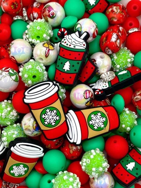 50pcs Bead Bundle 100 | Christmas Beads | Festive Beads | Coffee Beads | Drink Beads