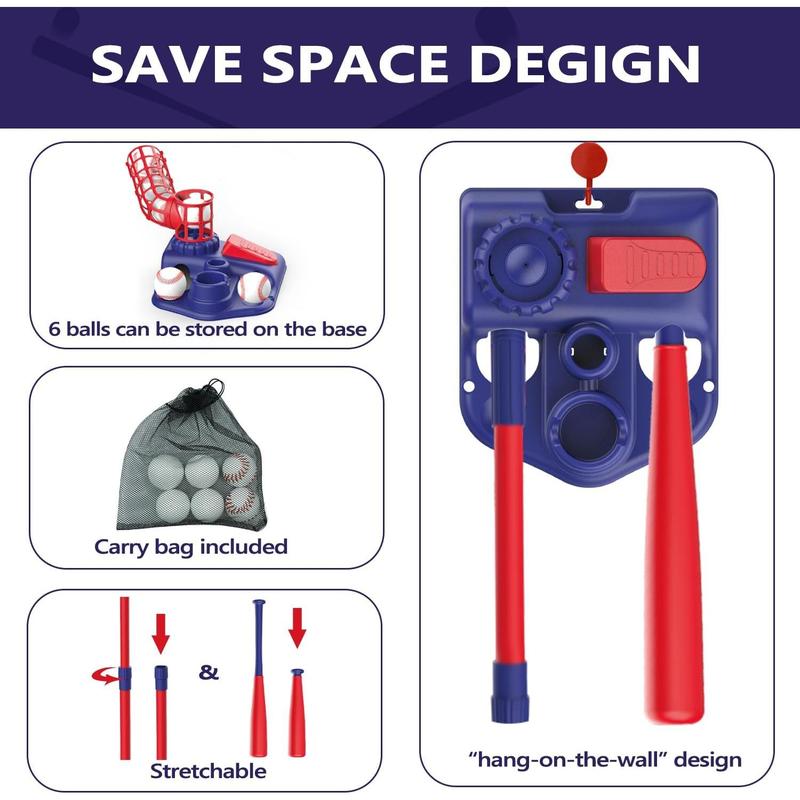 3-in-1 Hanging Baseball Set Toys for Kids, Height Adjustable Tee Ball Set with 6 Baseballs, Indoor Outdoor Sports Toys Gift for Girls Boys