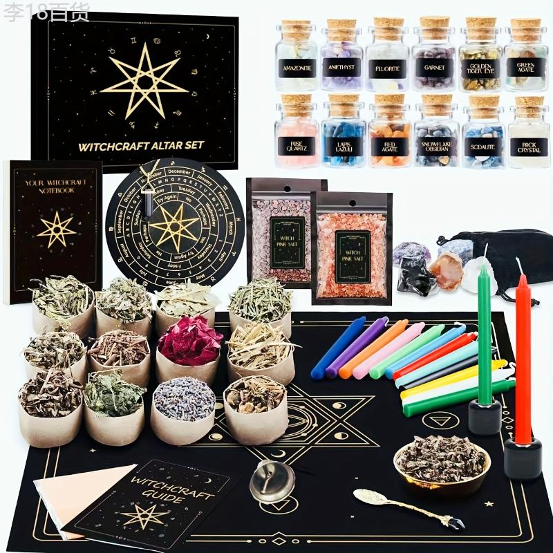 Large Witchcraft supplies Kit 65 PCS - Witch Altar Starter Spell Set - Wiccan Supplies and Tools for Beginners, Unscented