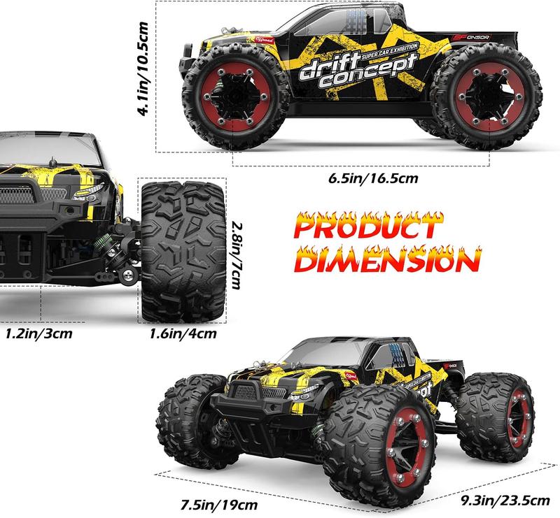 DEERC Brushless RC Cars 300E 60KM H High Speed 4WD 1:18 Scale Monster Truck , Truck with Extra Shell 2 Rechargable Battery,40+ Min Play Car