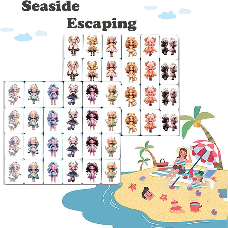 Seaside Escape Game Blocks with 12 Constellation Pattern Board Game Accessories Family Game