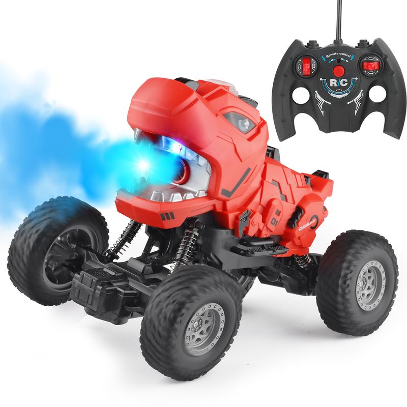 Dinosaur Mist-Spraying Remote Control Monster Truck Toy for Boys, Kids, and Toddlers