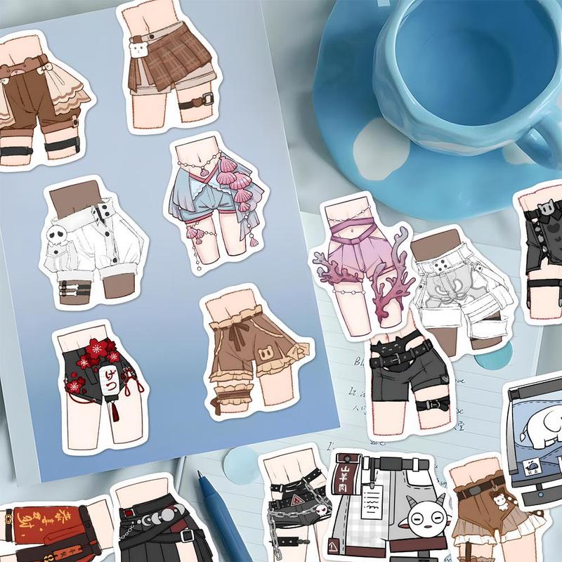 Cute Shorts Pattern Sticker, 80pcs set Waterproof Self Adhesive Decor Paper, DIY Decor Sticker for Gift Greeting Card & Water Bottle & Laptop