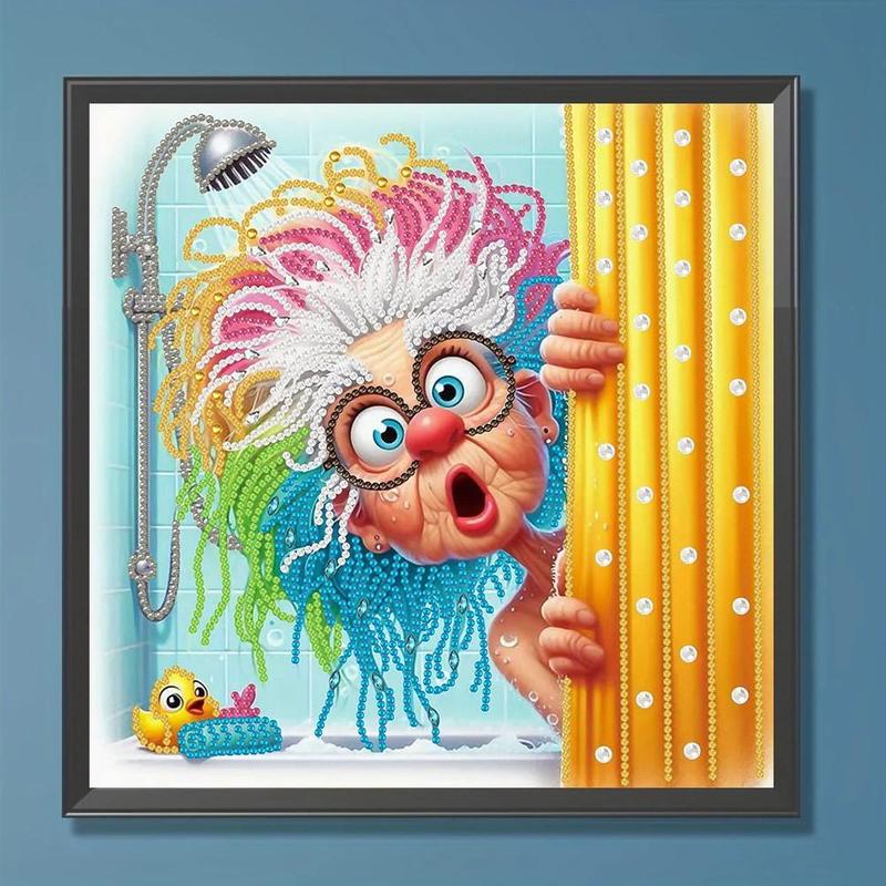 Cartoon Grandma Pattern DIY Diamond Arts Colorful Painting Kit without Frame, DIY 5D Diamond Arts Colorful Painting for Bedroom Home Wall Decor