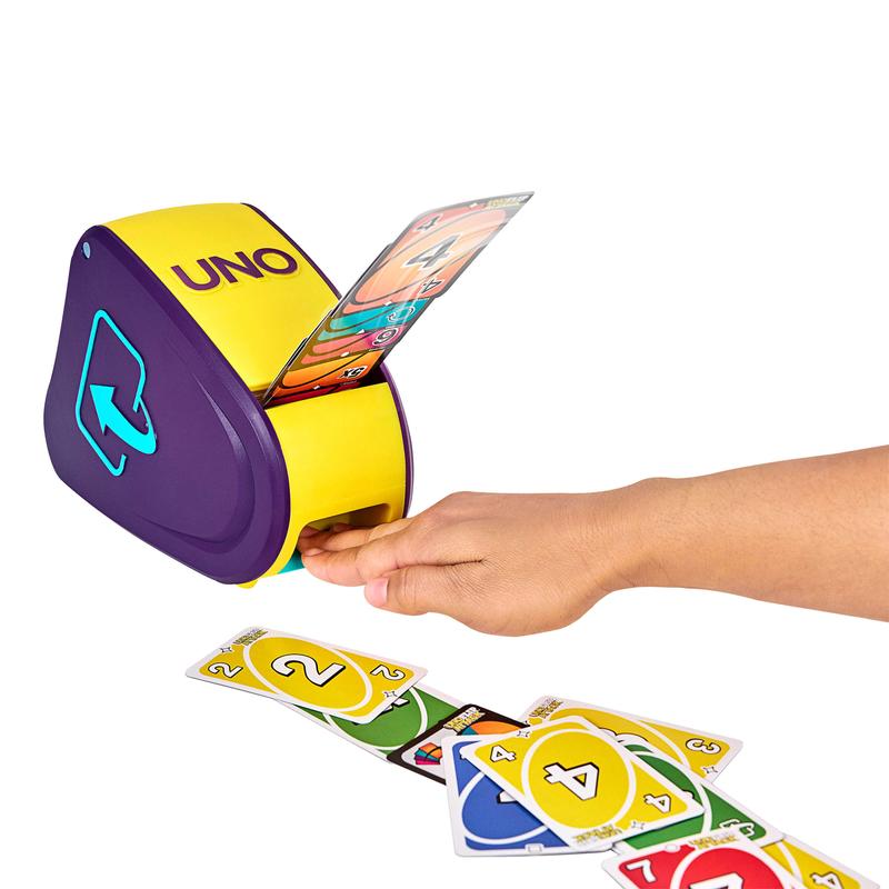 UNO Flip Attack Card Game - Double-Sided Cards & Card Launcher for Ages 7+, Fast-Paced Family Fun, Strategic Twist, Perfect for Game Night & Parties!