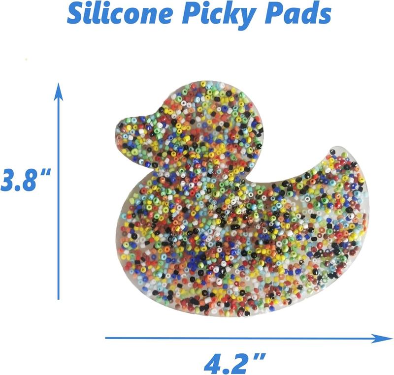 Picky Pad Skin Picking Fidget Toy, Silicone Big Picking Pad Reusable Duck 4.2'' x 3.8'' Picking Fidget Toys for Skin Pickers Relax Anxiety Toy for Adults