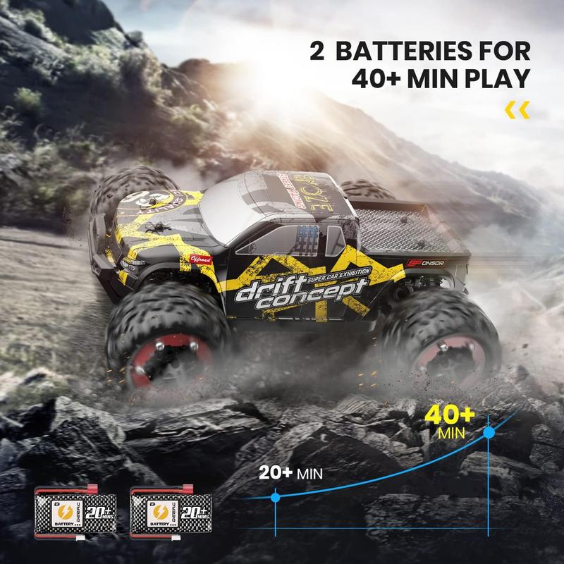 DEERC Brushless RC Cars 300E 60KM H High Speed 4WD 1:18 Scale Monster Truck , Truck with Extra Shell 2 Rechargable Battery,40+ Min Play Car