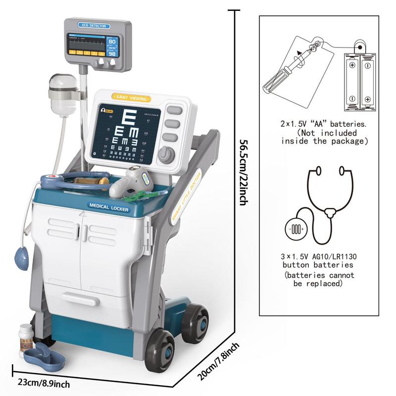 Doctor Toy, Medical Handcart Toy with 29 Accessories, Pretend Play Toy with Sound & Light, Pretend Play