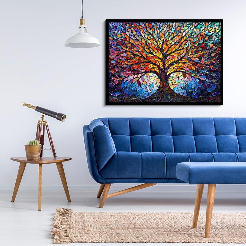 Stained Glass Puzzle Tree of Life Puzzles for Adults 1000 Pieces, Impossible Hard Difficult Challenging Puzzles for Adults, Colorful Mosaic Tree of Life Jigsaw Puzzle 1000 Pieces