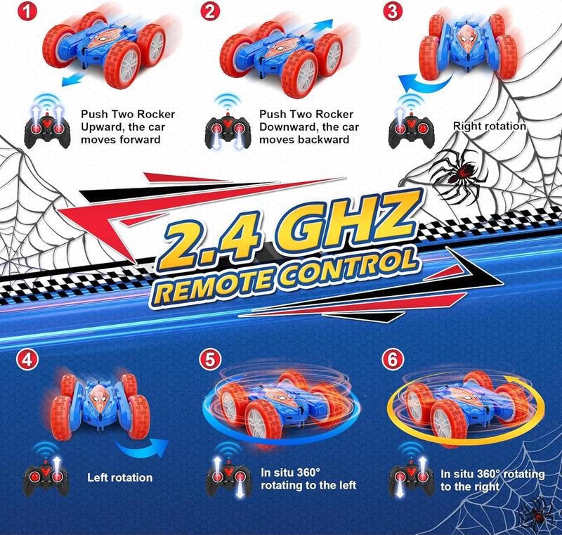 Spider Remote Control Car for Boys and Girls,360° Rotating RC Car Toy with Cool Spray Pattern