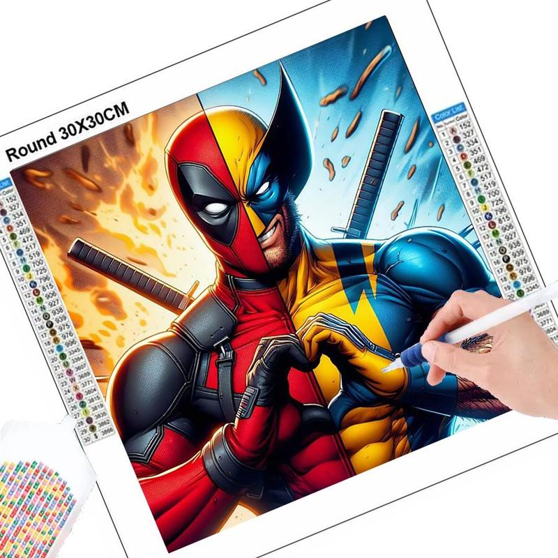 Disney Deadpool & Wolverine Pattern DIY Diamond Arts Colorful Painting Kit without Frame, 1 Set DIY 5D Diamond Arts Colorful Painting, Wall Art for Home Decor