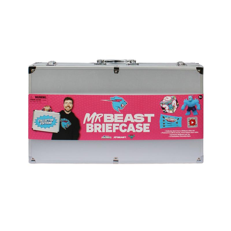 Feastables MrBeast Collector Edition Briefcase with Feastables Chocolate and Beast Lab Toy, 6 Pieces