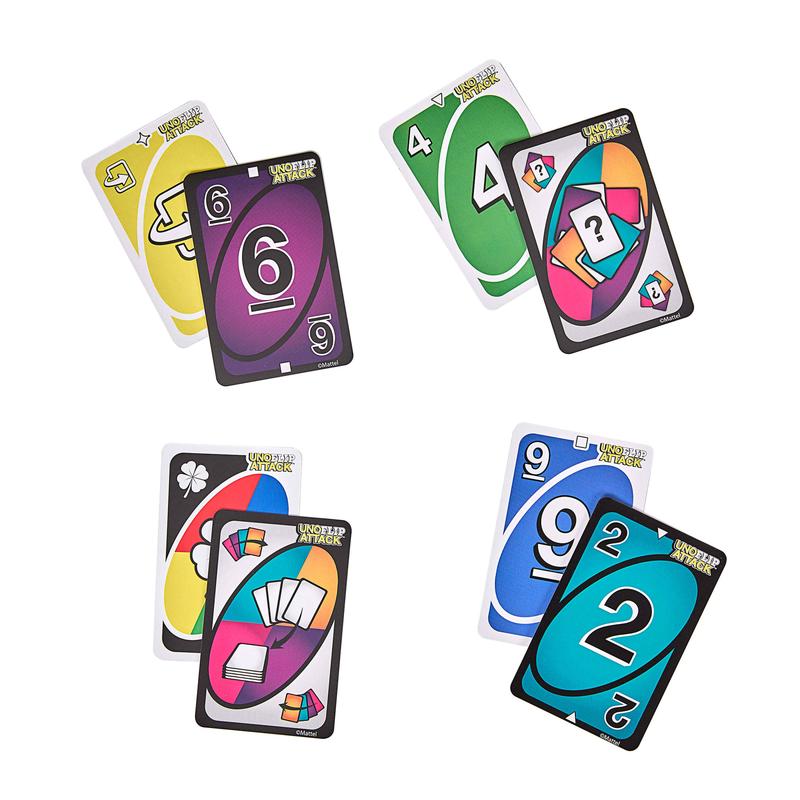 UNO Flip Attack Card Game - Double-Sided Cards & Card Launcher for Ages 7+, Fast-Paced Family Fun, Strategic Twist, Perfect for Game Night & Parties!