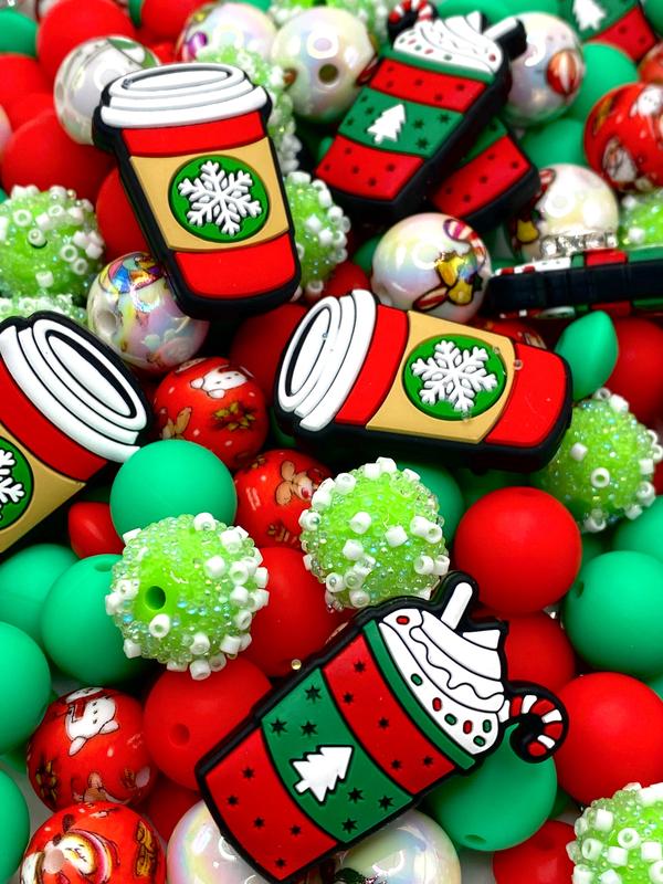 50pcs Bead Bundle 100 | Christmas Beads | Festive Beads | Coffee Beads | Drink Beads