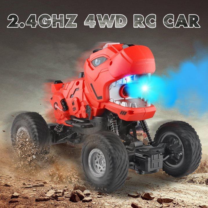 Dinosaur Mist-Spraying Remote Control Monster Truck Toy for Boys, Kids, and Toddlers