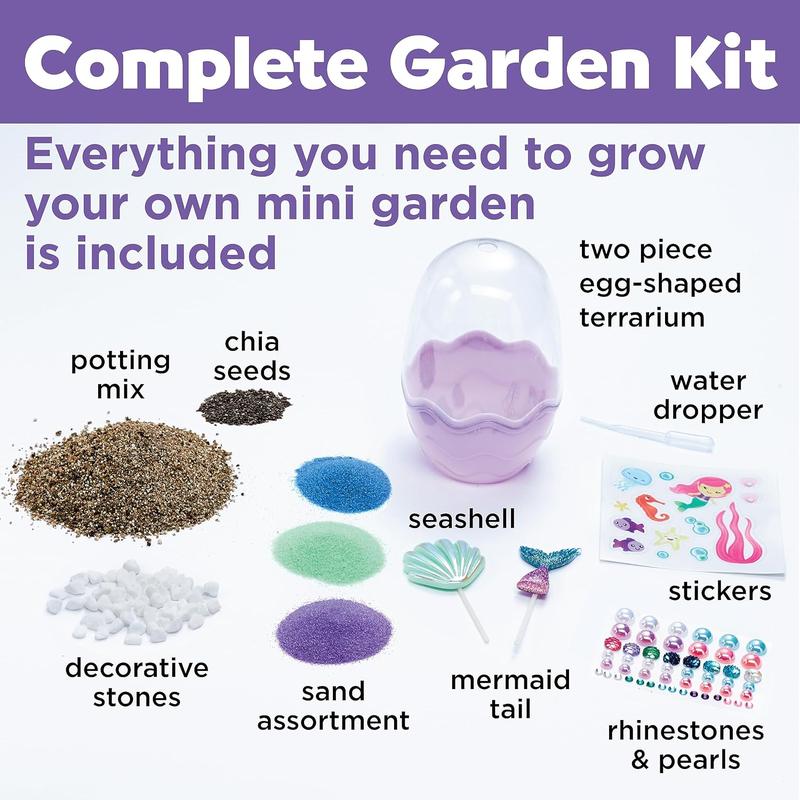 Mini Garden Mermaid Terrarium Kit - Crafts and Gifts for Girls Ages 6-8+, Stocking Stuffers Birthday Christmas Gifts