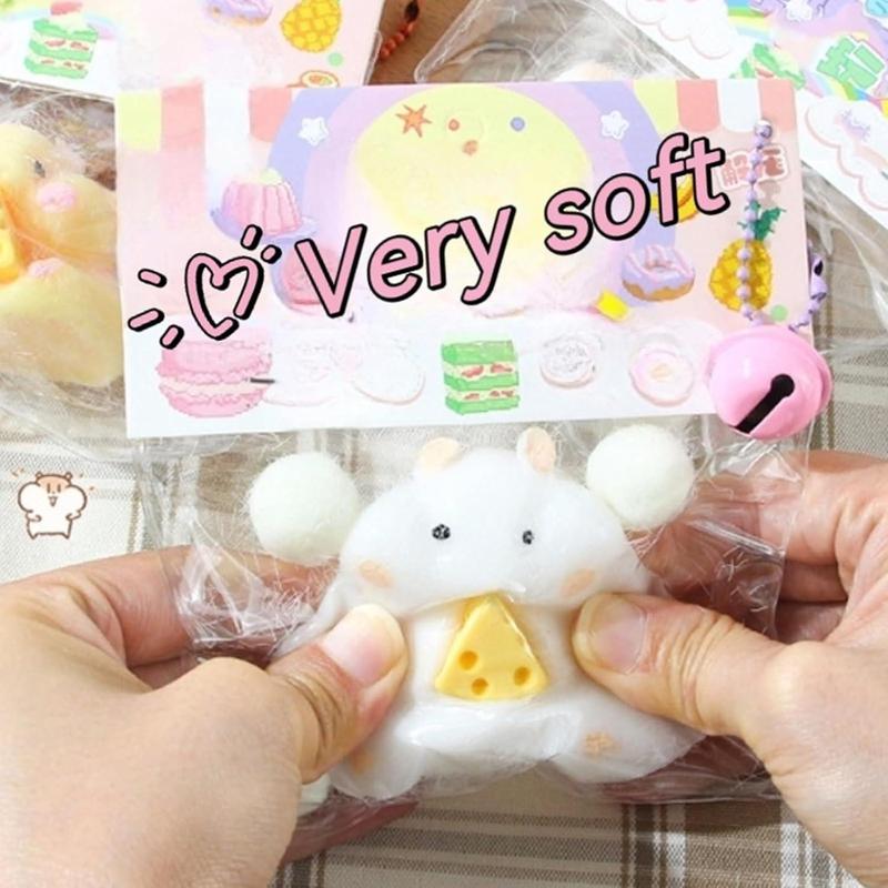 Cat Squishy Squeeze Toys, Cat Paws Squishy Toys, Stress Relief Squishies for Kids Party Favors, Pinch Family Squishy Toys, Fidget Toys Squishy Suitable Adults Kids (White Hamster), Small