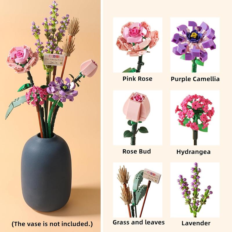 Mini Flower Bouquet Building Sets, Artificial Flowers Toy, DIY Unique Decoration Home, Botanical Collection for Ages 8-12 yrs Old Girl for Gift