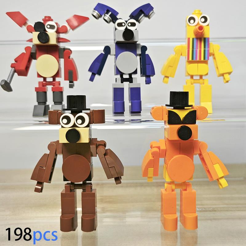 5 in 1 Securily Breach Fnafs Freddys Building Block Toys, Fighting Monster Action Figure DlY Model, Christmas& Halloween ldeal Gifts or Collections for Kids Aged 6+(198 pcs) building bricks