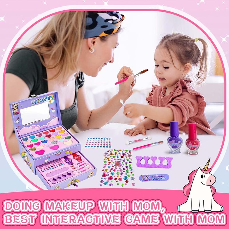 Chiasma gift Kids Makeup Kit for Girls with Unicorn Box, Washable & Non-Toxic Pretend Cosmetic Set for Toddlers