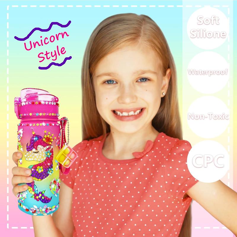 Christmas Decorate Your Own Water Bottle - Arts and Crafts for Girls 4 5 6 7 8 - Unicorn Diamond Painting Craft - Fun Birthday Christmas Gifts for Kid 6-12