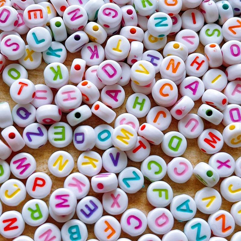 Alphabet Pattern Beads, 200 500pcs Colorful Beads for Bracelet Necklace Earrings, DIY Jewelry Making Accessories for Women & Teenager