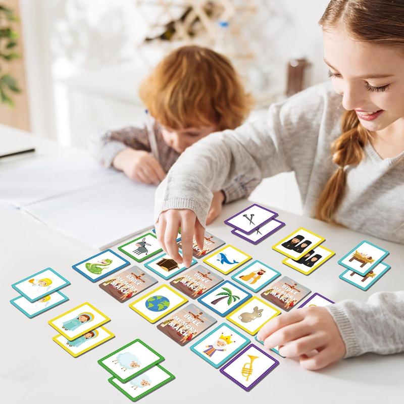 50 Pairs Memory Matching Game Bible Concentration Games for Kids Educational A Fun & Fast Christian Bible Theme Memory Matching Games