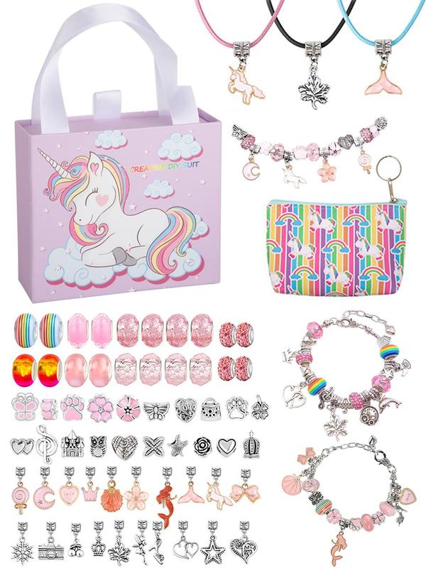 Cute Unicorn Themed Jewelry Making Kit, Including Beads, Charms, Bracelets, Jewelry Accessories, DIY Jewelry Making Supplies for Teenager