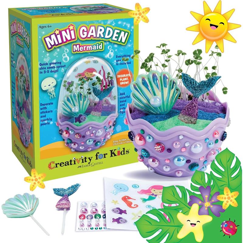 Mini Garden Mermaid Terrarium Kit - Crafts and Gifts for Girls Ages 6-8+, Stocking Stuffers Birthday Christmas Gifts