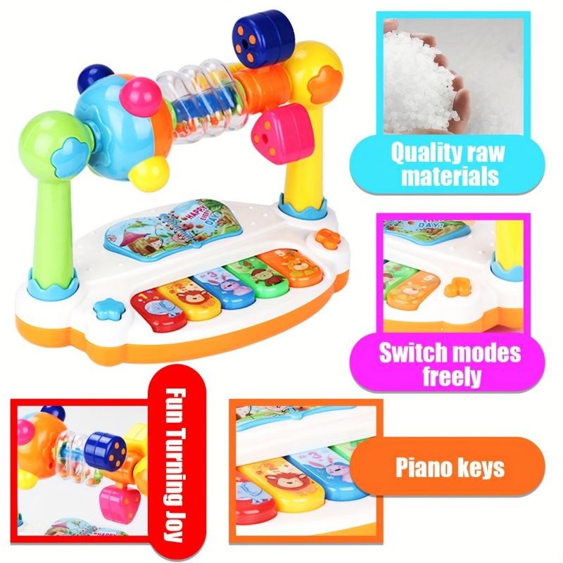 Kids' Interactive Musical Keyboard Toy with Light-Up Features - 0+ Age Group, Educational Piano with Rhythm Games & Songs, ABS Material, Ideal for Early Development, Learning & Holiday Gifts